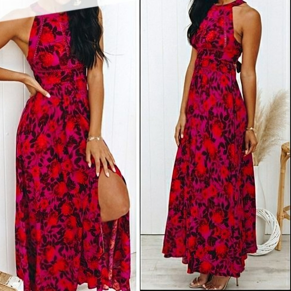 Anthropologie Abel The Label  floral Maxi walk through dress.